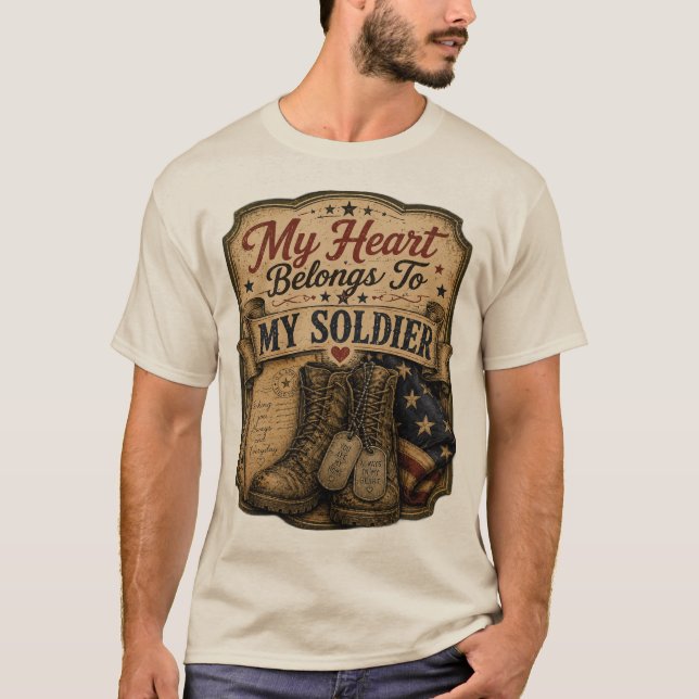 Camiseta Mi Corazón Pertenece A Mi Soldado (Anverso)