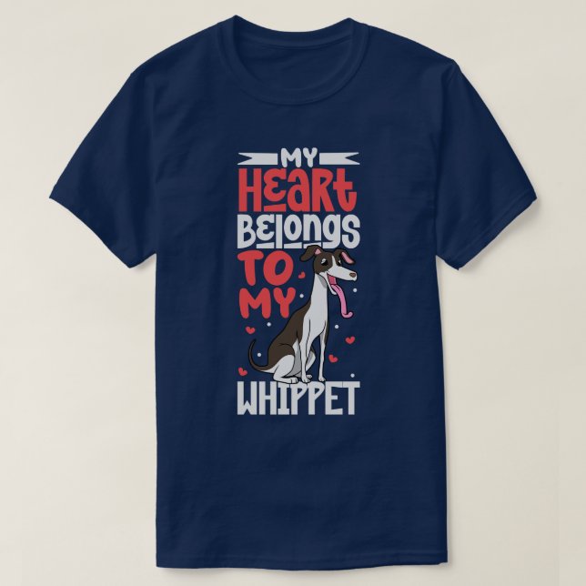 Camiseta Mi corazón pertenece a mi Whippet (Diseño del anverso)