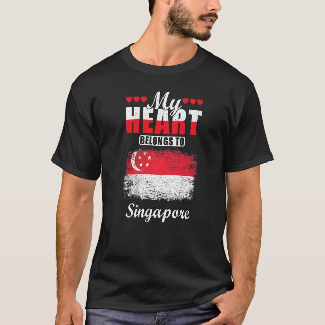 Camiseta Mi Corazón Pertenece A Singapur (Anverso)