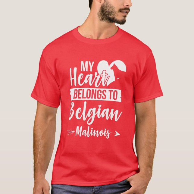 Camiseta Mi Corazón Pertenece A Un Belga Malinois Valentine (Anverso)