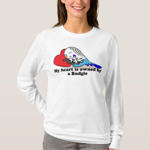 Camiseta Mi corazón pertenece a un budgie azul