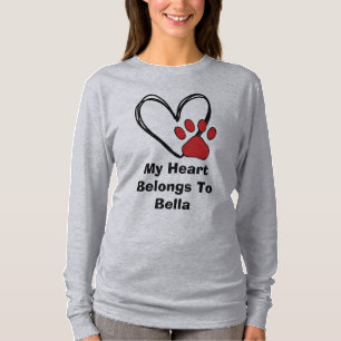 Camiseta Mi Corazón Pertenece Al NOMBRE Del Perro Paw Print