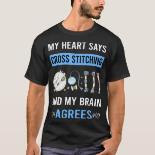 Camiseta Mi corazón punto de cruz