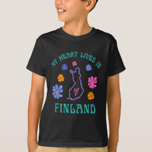 Camiseta Mi Corazón Vive En Finlandia Viajes Retro Groovy Y