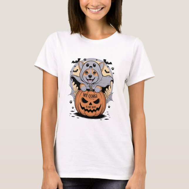 Camiseta Mi Corgi es mi Boo Halloween (Anverso)