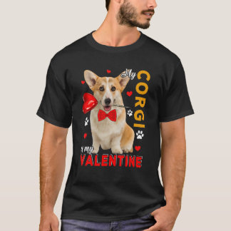 Camiseta Mi Corgi Es Mi San Valentín Perro Lindo Sosteniend