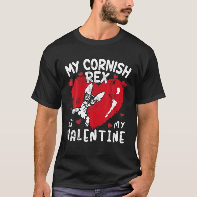 Camiseta Mi Cornish Rex Es Mi Valentín De Gato. (Anverso)
