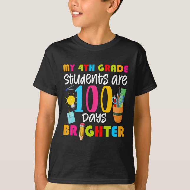 Camiseta Mi cuarto grado de estudiantes es 100 días más div (Anverso)