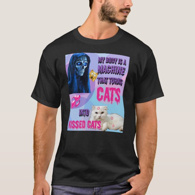 Camiseta Mi cuerpo es un gato besando máquinas (Anverso)