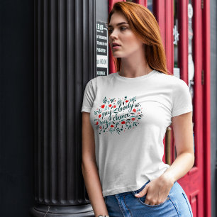 Camiseta Mi cuerpo, mi elección - flores rojas