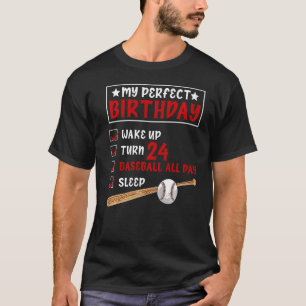 Camiseta Mi cumpleaños perfecto: Béisbol de 24 años, 24° Bi
