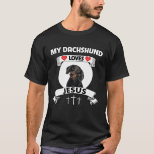 Camiseta Mi Dachshund ama a Jesús Familia Cristiana Wiener