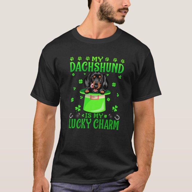 Camiseta Mi Dachshund es mi encanto del Día de San Patricio (Anverso)
