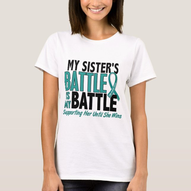 Camiseta Mi de la batalla cáncer ovárico de la hermana (Anverso)