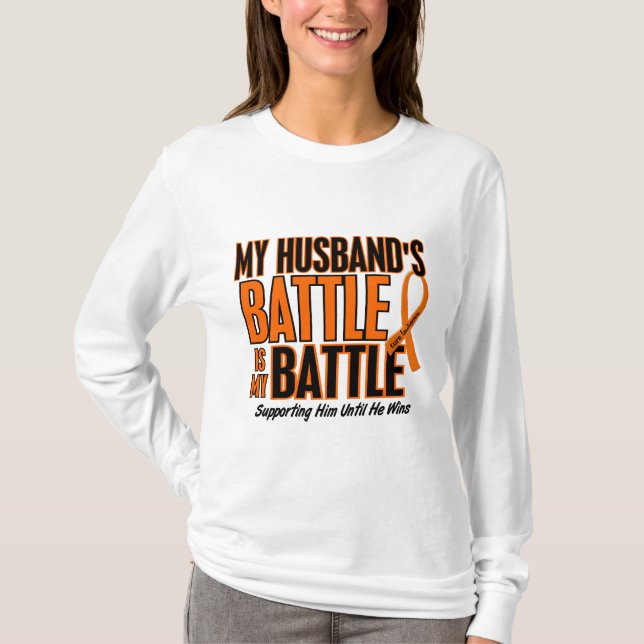 Camiseta Mi de la batalla leucemia del marido también (Anverso)