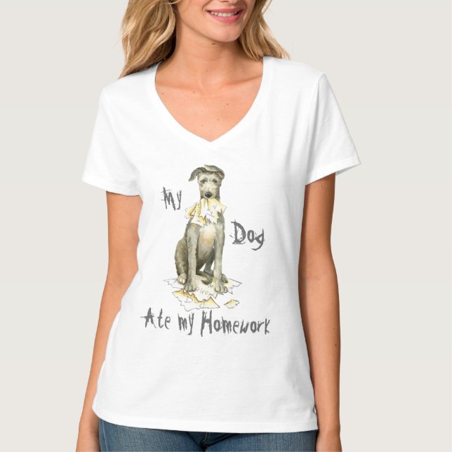 Camiseta Mi Deerhound escocés comió mi hogar (Anverso)
