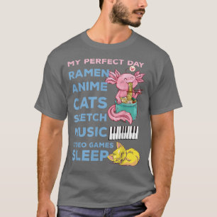 Camiseta Mi día perfecto Anime Cita divertida Ramen Sketch 