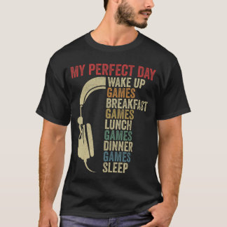 Camiseta Mi Día Perfecto Gamer Despertar Videojuegos Video