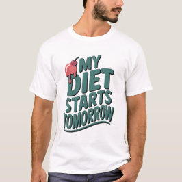 Camiseta Mi dieta empieza mañana divertida tipografía retro