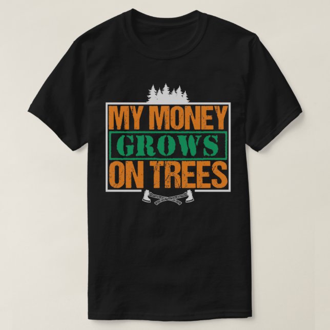 Camiseta Mi Dinero Creció En Árboles Graciosos De Lana Pun  (Diseño del anverso)