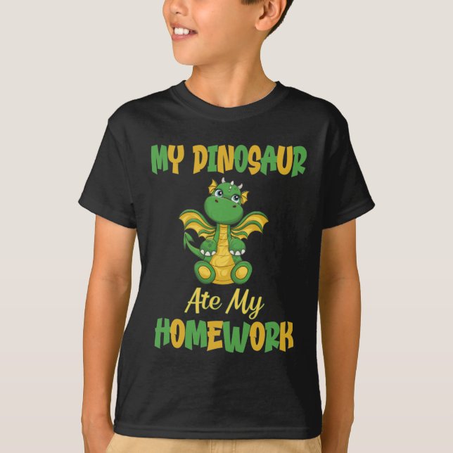 Camiseta Mi dinosaurio se comió mi tarea (Anverso)