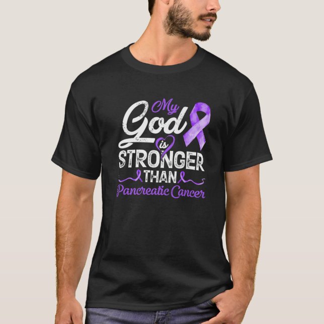 Camiseta Mi Dios Es Más Fuerte Que El Cáncer De Mama Pancre (Anverso)