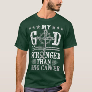 Camiseta Mi Dios es más fuerte que el cáncer de pulmón, cru