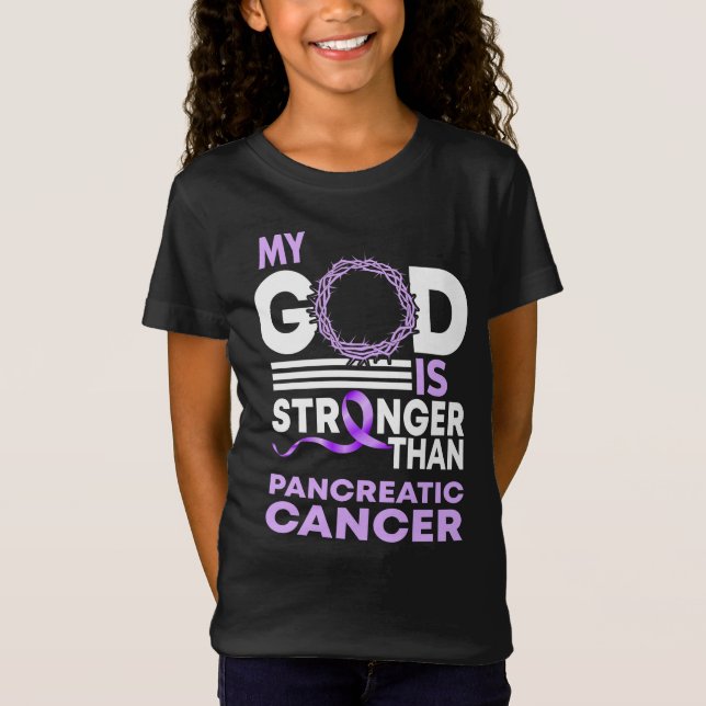 Camiseta Mi Dios Es Más Fuerte Que El Cáncer Pancreático (Anverso)