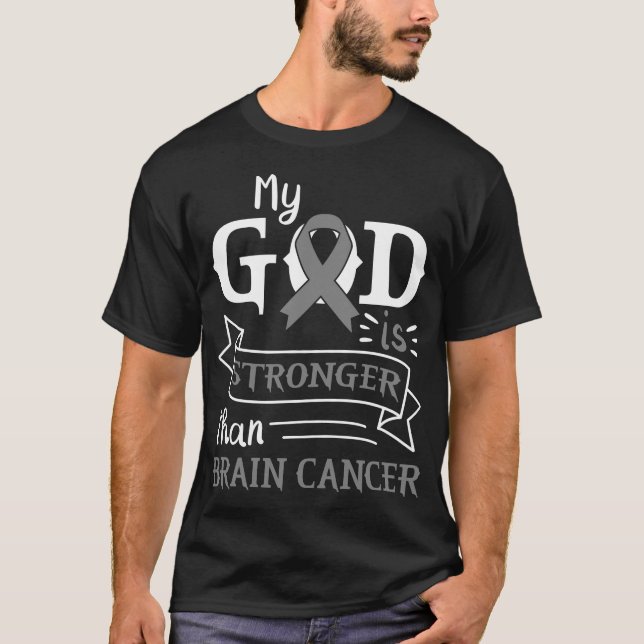 Camiseta Mi Dios Es Más Fuerte Que La Cinta Gris Del Cáncer (Anverso)