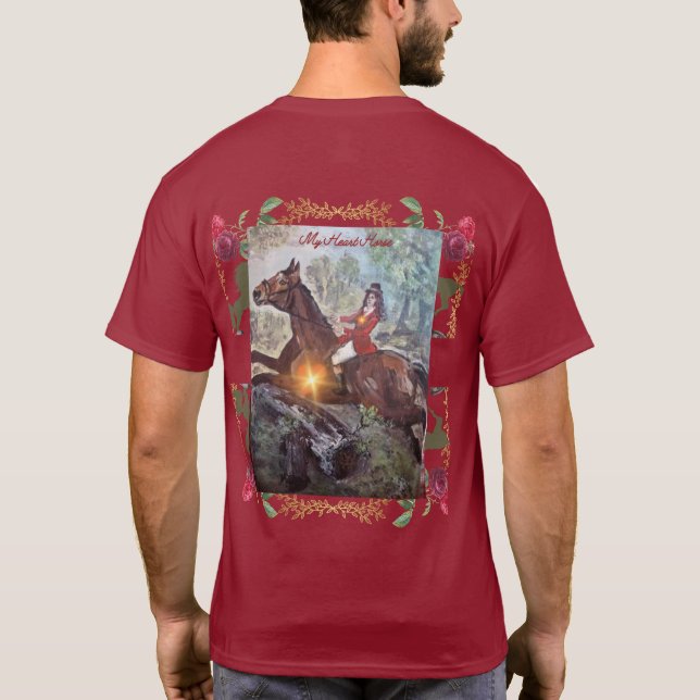 Camiseta mi diseño único de caballo de corazón (Reverso)