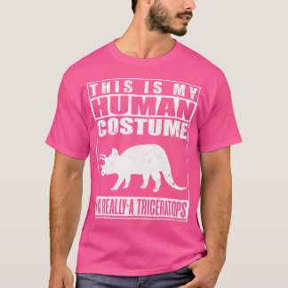 Camiseta Mi disfraz humano soy un triceratops halloween din