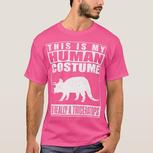 Camiseta Mi disfraz humano soy un triceratops halloween din (Anverso)