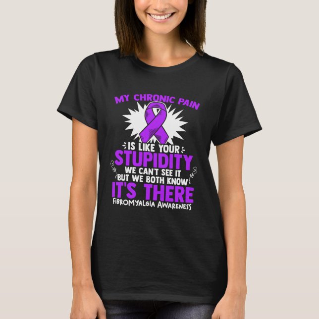 Camiseta Mi dolor sobreviviente de Fibro Púrpura Fibromialg (Anverso)
