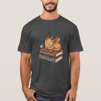 Camiseta Mi Dragón Bebida Libro Divertido y Pegatina de Caf