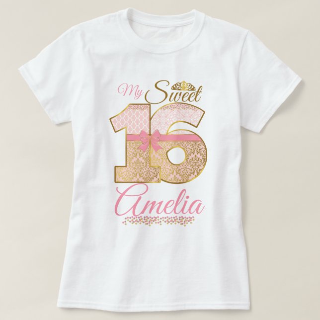 Camiseta Mi dulce dieciséis personalizador | mi dulce 16° | (Diseño del anverso)