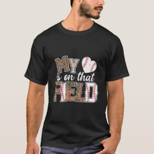 Camiseta Mi él está en T Field T Ball Leopardo T Ball Mamá