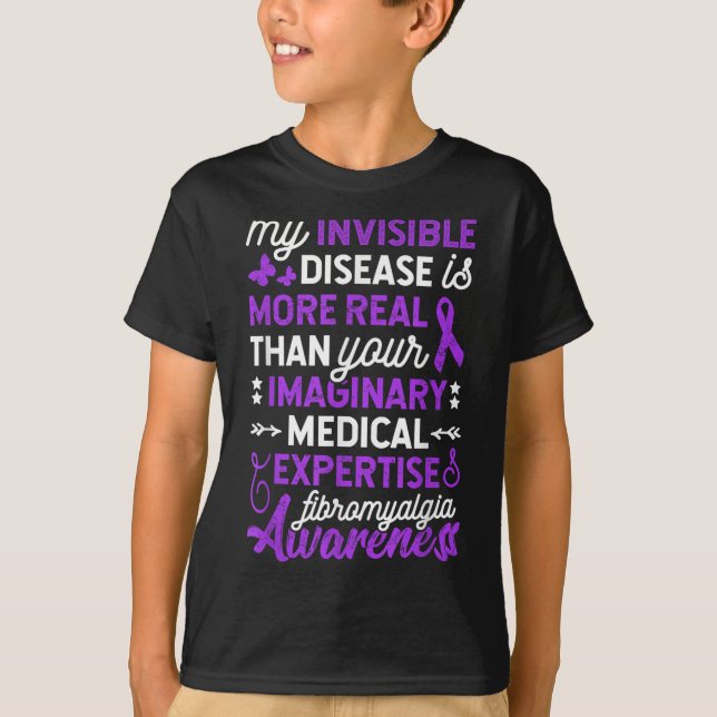 Camiseta Mi Enfermedad Invisible Es Más Real, Fibromialgia  (Anverso)