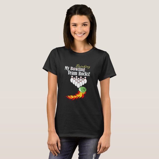 Camiseta Mi equipo de boliche/bebederos se mueve (Anverso completo)