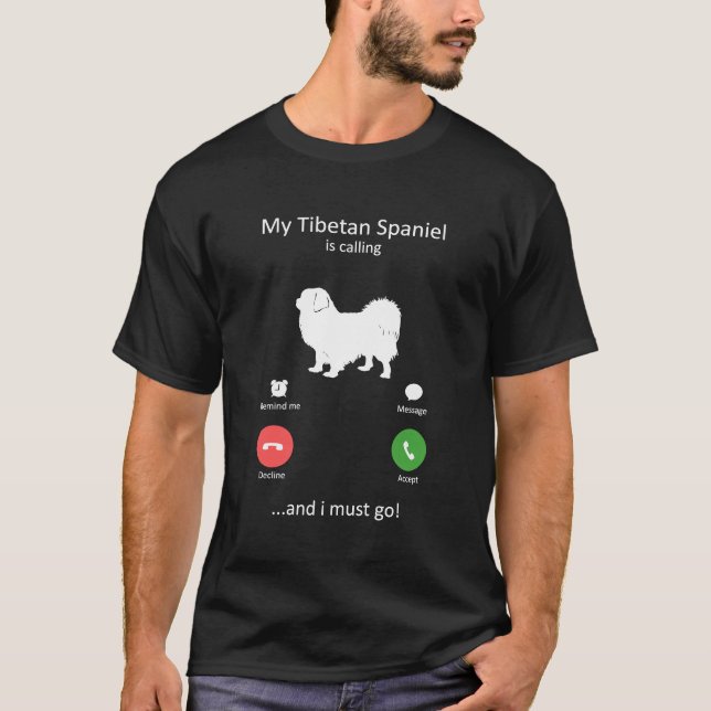 Camiseta Mi español tibetano llama y debo irme perro (Anverso)