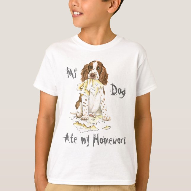 Camiseta Mi española Springer Spaniel comió mi hogar (Anverso)