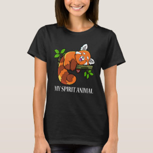 Camiseta Mi Espíritu Animal Rojo Panda Lazy Dormir Panda Ro