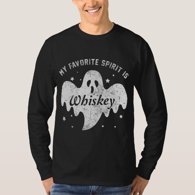Camiseta Mi Espíritu Favorito Es El Fantasma De Whiskey Gra (Anverso)