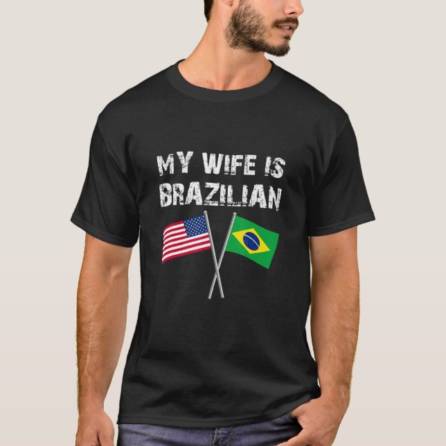 Camiseta Mi esposa es brasileña, nada me asusta, Brasil, Es (Anverso)