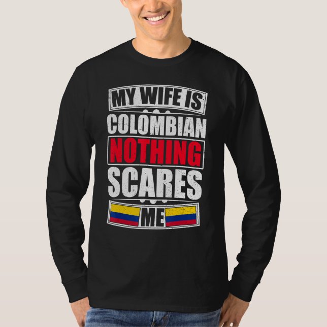 Camiseta Mi esposa es colombiana, nada me asusta Colombia F (Anverso)
