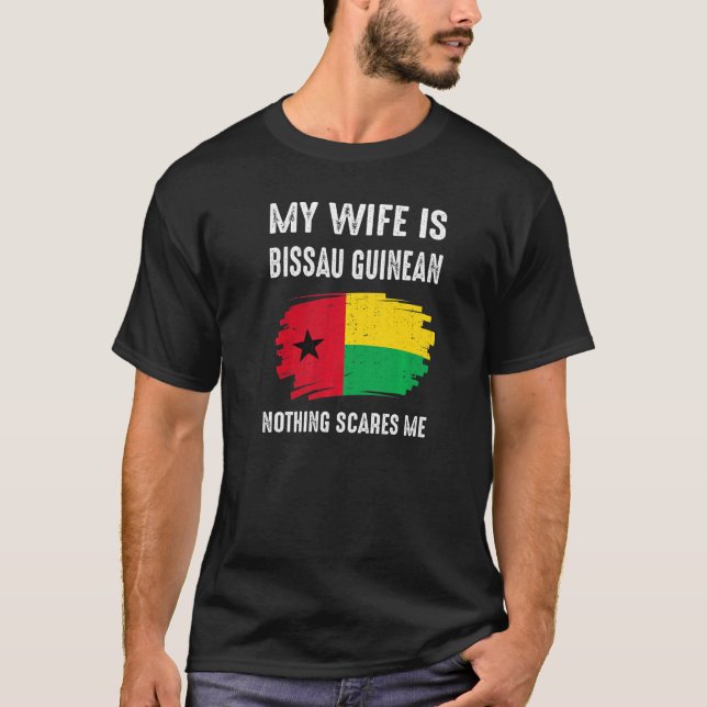 Camiseta Mi esposa es Guinea Bissau Guineana de la Bandera  (Anverso)