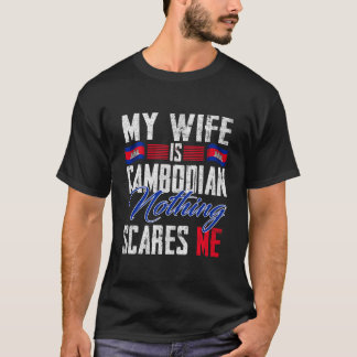 Camiseta Mi esposa es la bandera de Camboya del patrimonio 