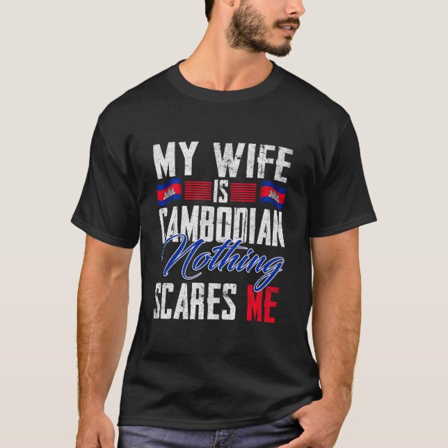 Camiseta Mi esposa es la bandera de Camboya del patrimonio  (Anverso)
