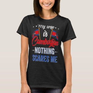 Camiseta Mi esposa es la bandera de Camboya del patrimonio 