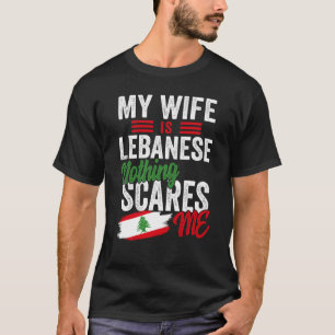 Camiseta Mi esposa es libanesa bandera de raíces del patrim