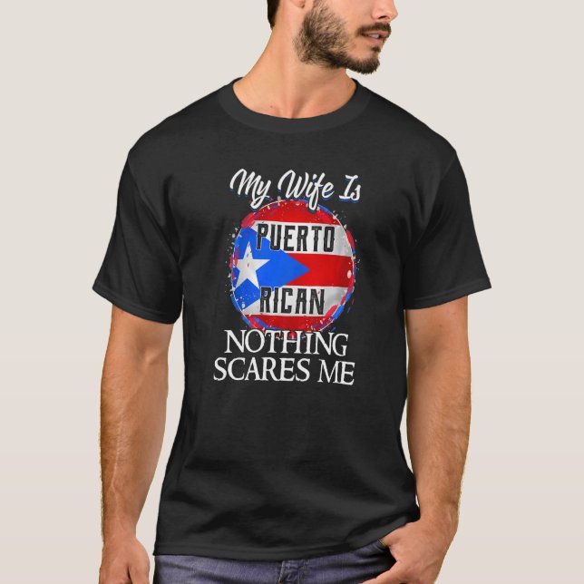 Camiseta Mi esposa es Patrimonio de Puerto Rico Rota Bander (Anverso)